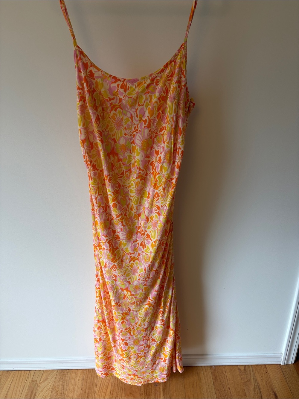 Rhythm. Floral Maxi Slip Dress in Pink, Yellow & Orange